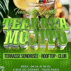 Afterwork rooftop chaque jeudi à Montparnasse. Mojitos, rosé, DJ & vue sur Paris. Entrée gratuite de 19h à 21h au TLMP, sur une terrasse végétale.