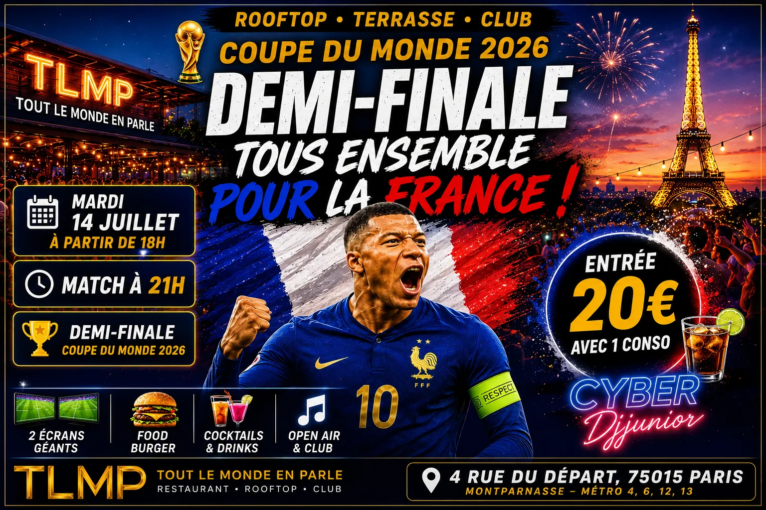 Match Coupe du Monde Demi-Finale France - Afterwork Mardi 14 Juillet 2026